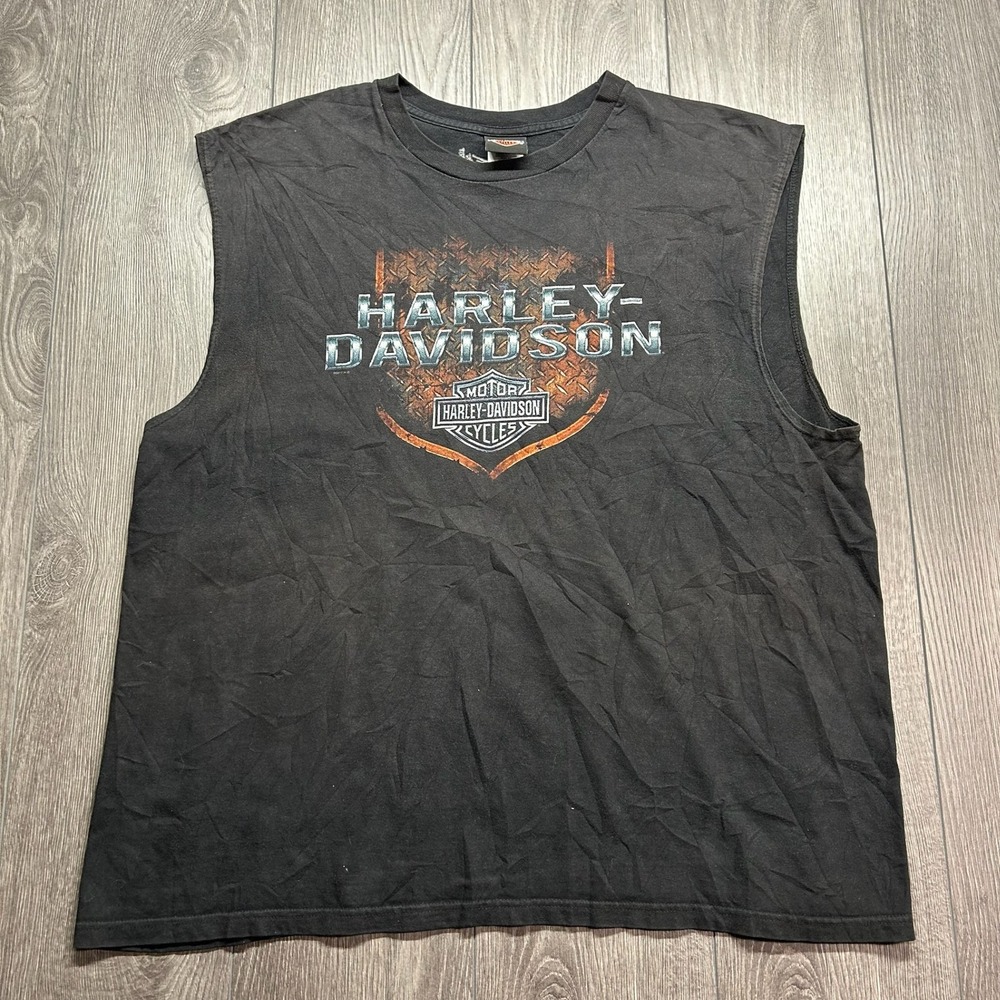 Harley-Davidson Sleeveless Graphic Tee Rocky's London Canada Black 2XL y2k